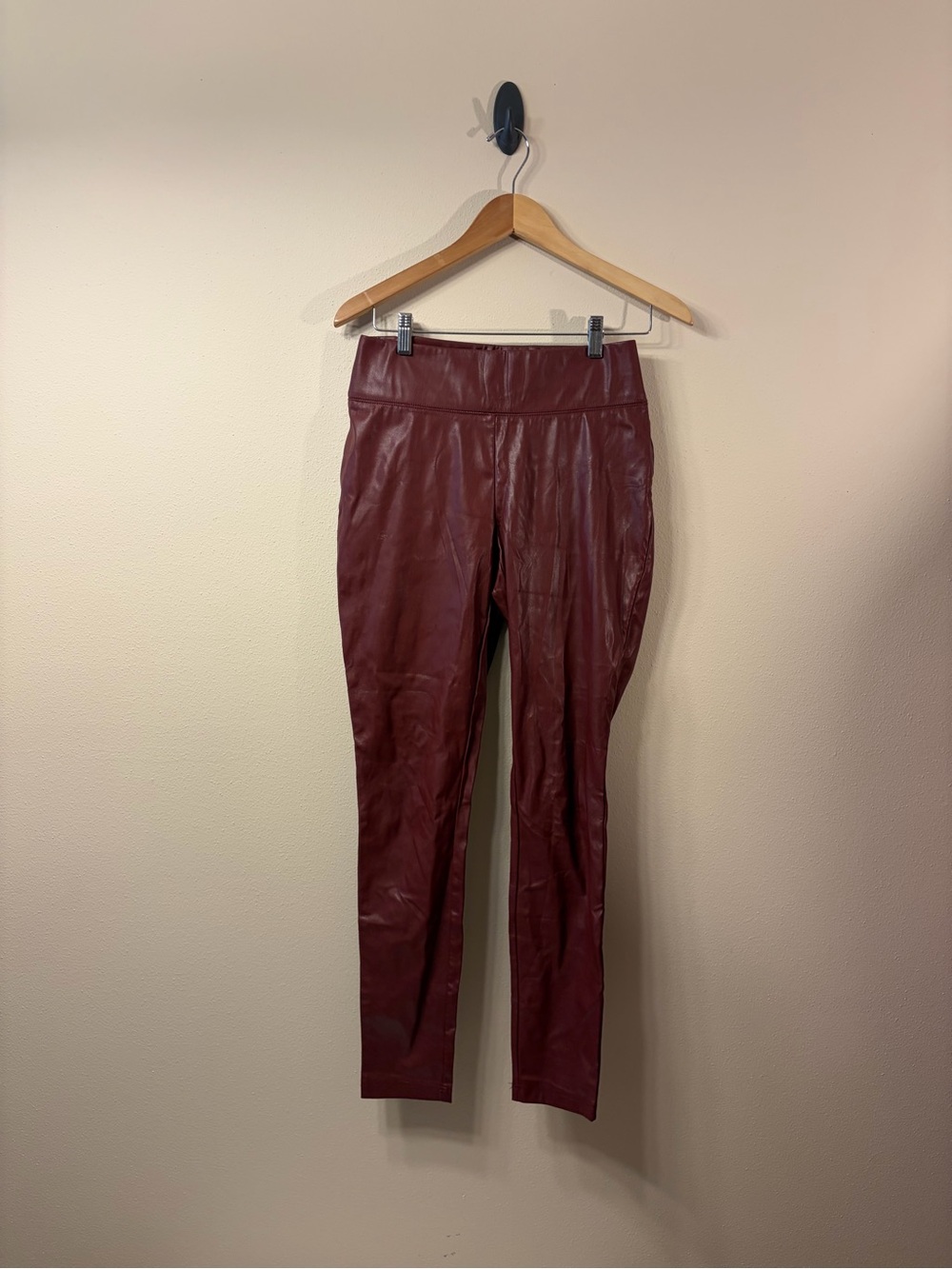 I.N.C. Burgundy Faux Leather Pull-On Skinny Leggings Size 4